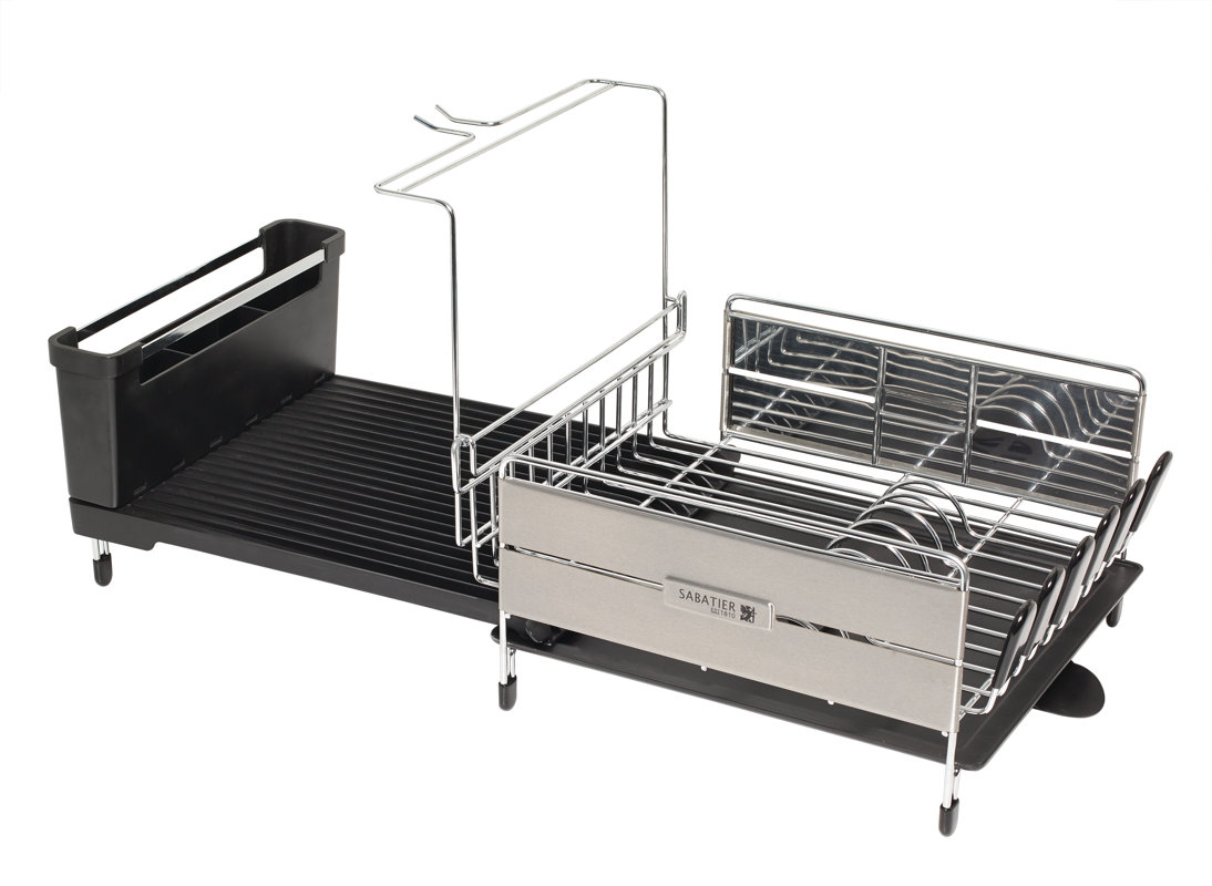 Sabatier Expandable Compact Dish Rack with Wine Glass Holder & Reviews